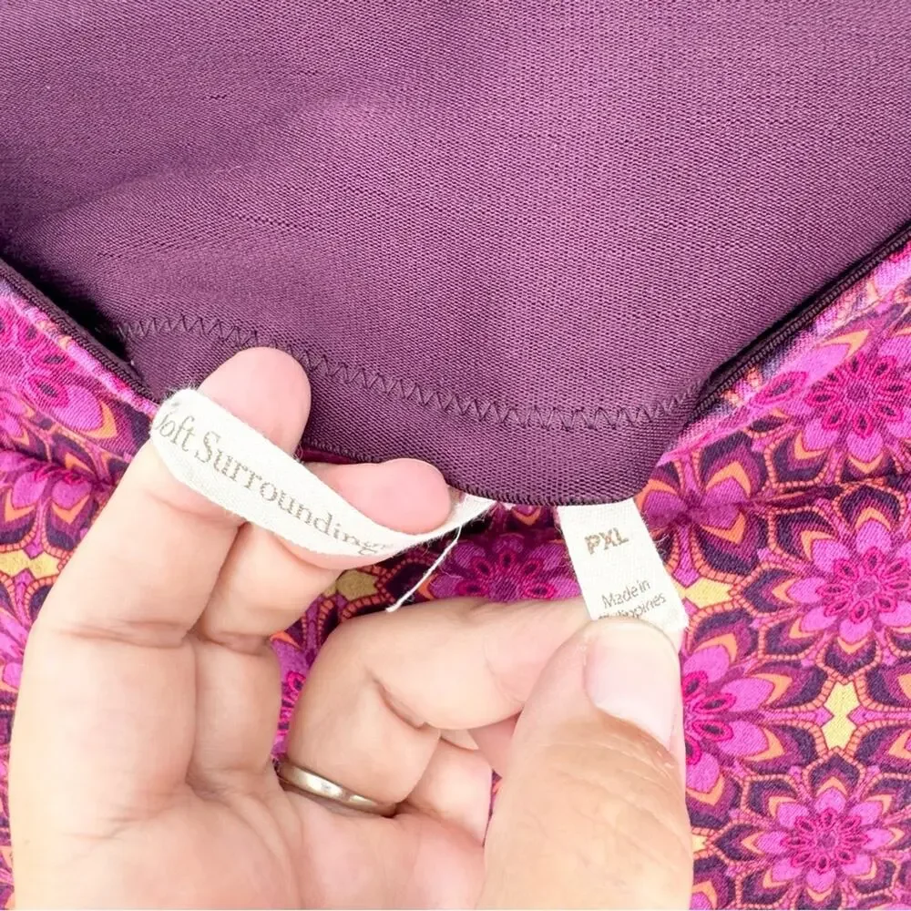Soft Surroundings Kalea Superla Stretch Pull On Straight Leg Crop Pants Pink PXL